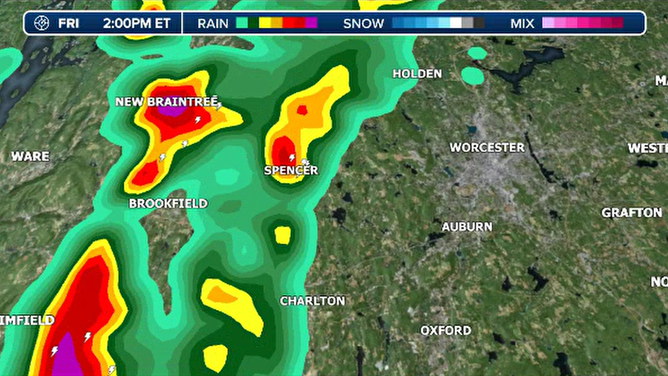 Radar in central Massachusetts on Friday afternoon