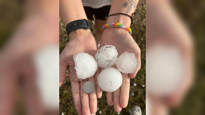 Hail found between Sanderson and Dryden, Texas. June 2, 2023.