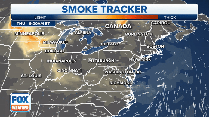 Canada wildfire smoke has returned to the U.S. as northerly winds have driven smoke down into the Upper Midwest.