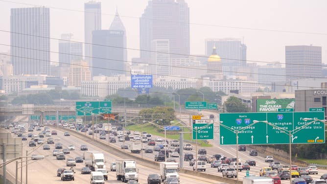 The smoke-covered skyline in Atlanta on Friday, June 30, 2023.