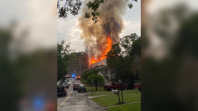 Historic Massachusetts church appears to be a total loss after a suspected lightning strike