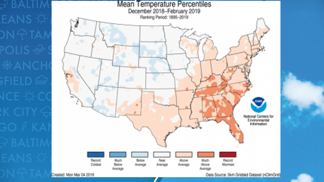 Winter 2018-2019 mean temperatures