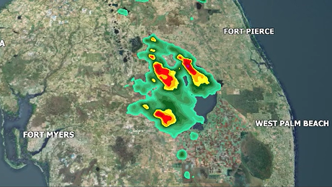 Doppler radar image of storms in South Florida