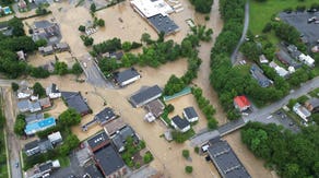 Drone video shows disastrous flooding in Ludlow after torrential rain hits Vermont