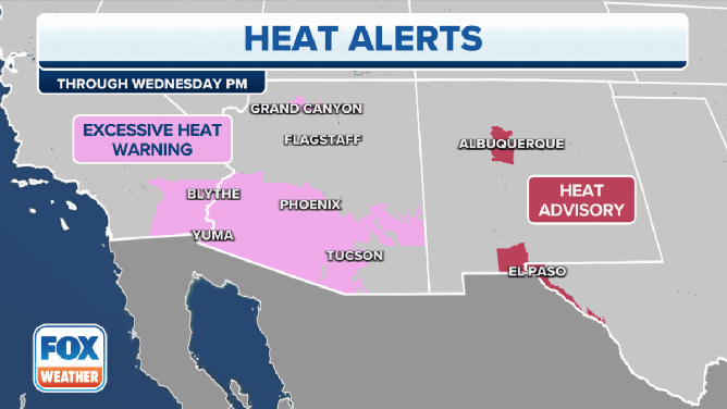 Heat Alerts in effect in the West on Tuesday, July 4, 2023.