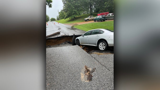 Johnnie Road located in Mayfield, in western Graves County, Kentucky, is closed due to a wash out Wednesday, July 19, 2023.