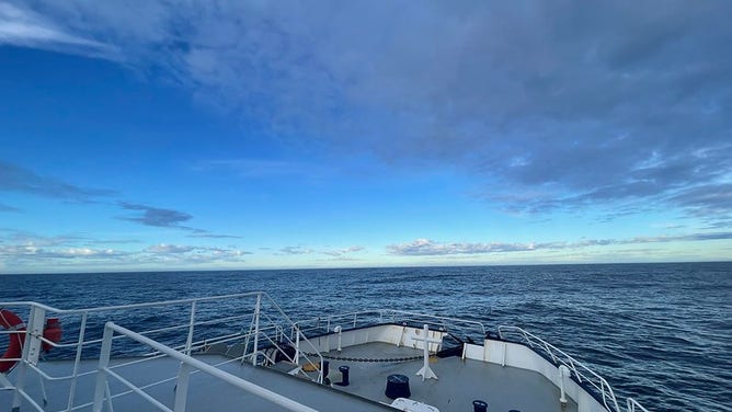 The view from Rocket Lab's marine recovery vessel.