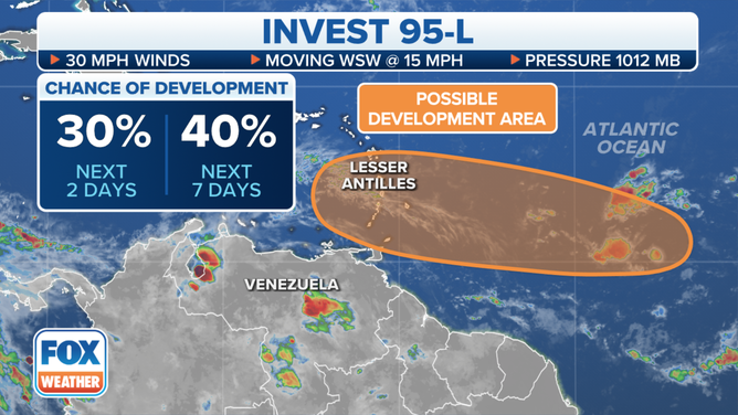 The latest information on Invest 95L on July 23, 2023.