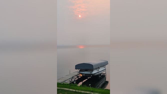 Wildfire smoke over Watertown, South Dakota on Saturday, July 15, 2023.