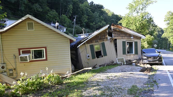 A view of damaged area after flood caused by heavy rainfall in surrounding towns in Hazard, Kentucky, United States on August, 8, 2022