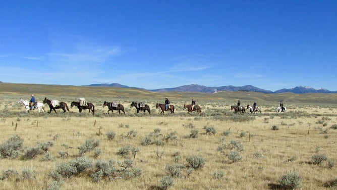 A September 18, 2019 horse trek in Yellowstone National Park to GPS station in Hayden Valley complies with wilderness regulations, reduces impact to sensitive areas, and enables teams to upgrade equipment to keep the site operational year-round.