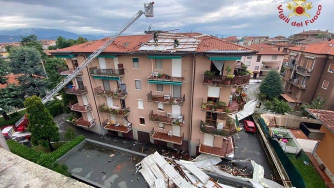 Severe storms in Northern Italy caused widespread damage overnight into July 25, 2023.