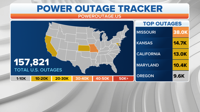 Power outages for Monday afternoon. 