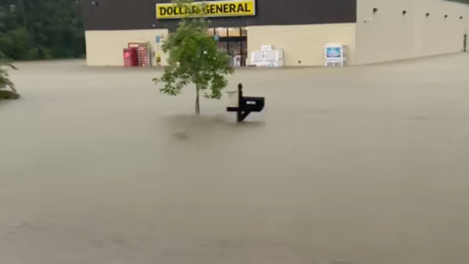 Flooding in Starksville, Mississippi