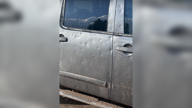 Hail damage in Watrous, New Mexico. July 15, 2023.