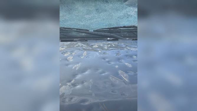 Hail damage in Watrous, New Mexico. July 15, 2023.