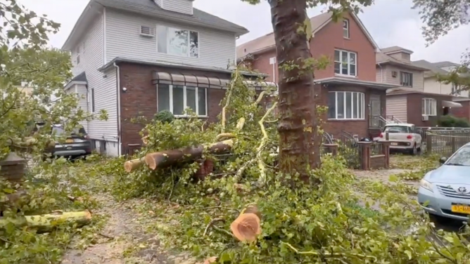 Storm damage in Brooklyn in New York City. July 25, 2023.