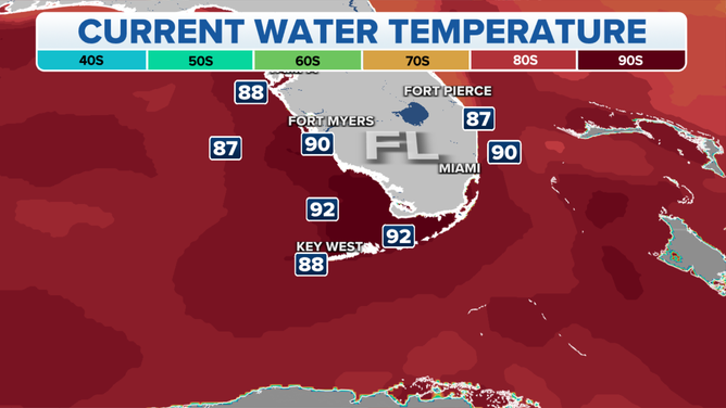 Sea surface temperatures from buoys around South Florida on July 25, 2023.