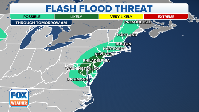 Tuesday Northeast Flash Flood Outlook