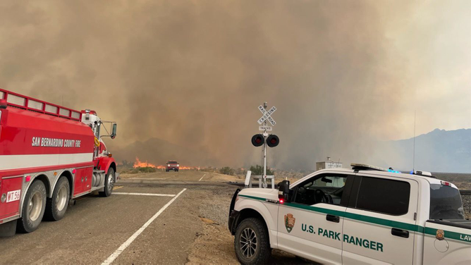 The York Fire continues to burn on the California/Nevada border on July 30, 2023.