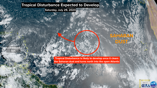 Tropical Disturbance Expected to Develop. July 29, 2023.