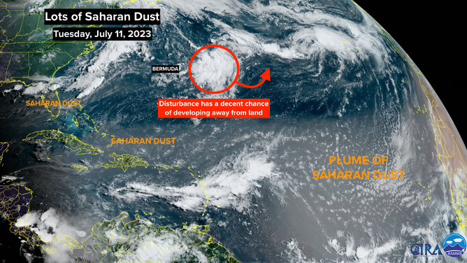 Saharan dust seen via NOAA satellites.