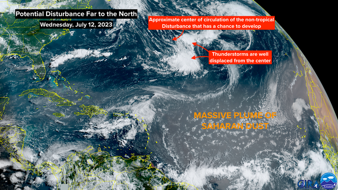 Satellite image of a system in the Central Atlantic.