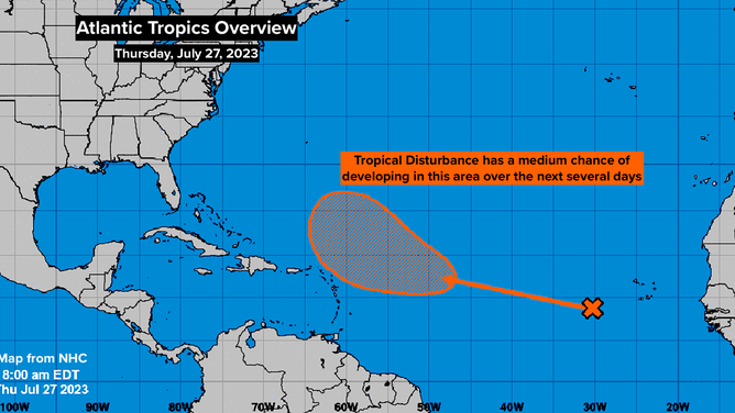 Tropical disturbance in the Atlantic. 