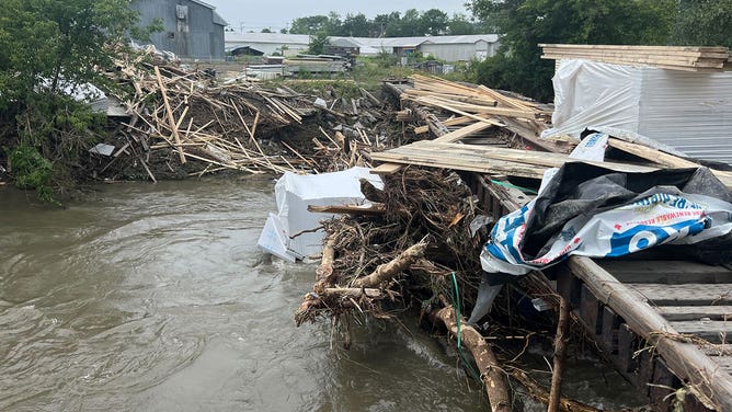 Damage from flooding is seen in Barre, Vermont, on July 13, 2023.