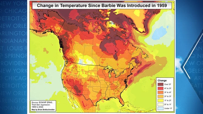 Change in Temperature since 1959