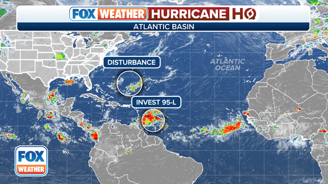 The National Hurricane Center is tracking a disturbance and Invest 95L in the Atlantic.