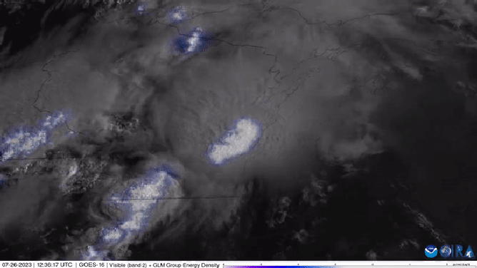 Satellite animation of storms moving through the Great Lakes