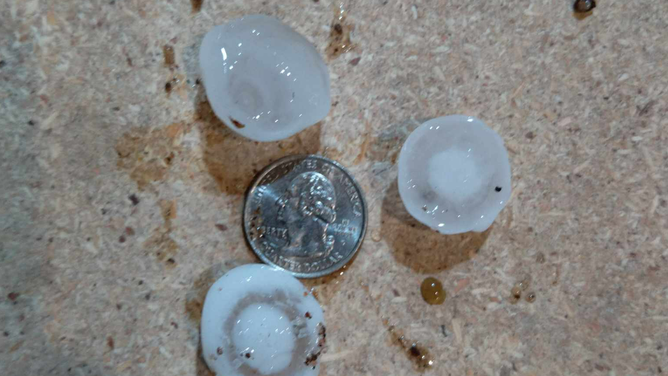 Hail falls over Minnesota