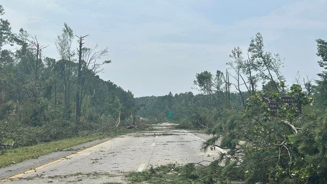 Tornado damage on I-95 in North Carolina