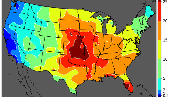 Thundery nights in the U.S.