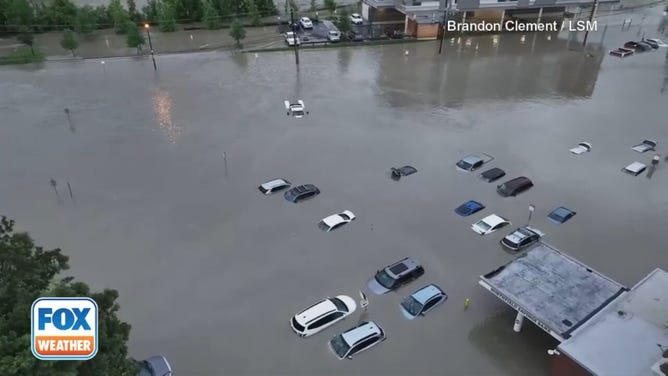 Daylight drone video shows catastrophic flooding submerging downtown Montpelier, Vermont