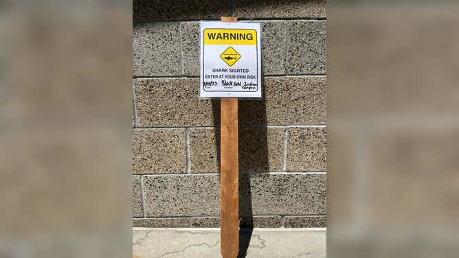 Shark warning sign along Blacks Beach in California