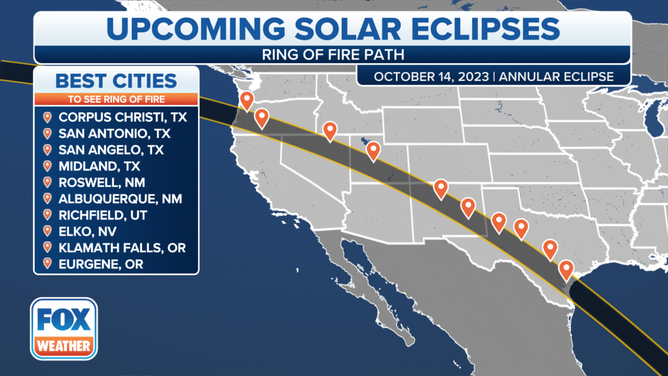 The path of the annular eclipse will cover the Southwest and Pacific Northwest.