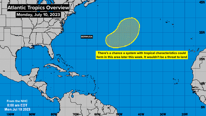 The National Hurricane Center is monitoring an area in the Atlantic.