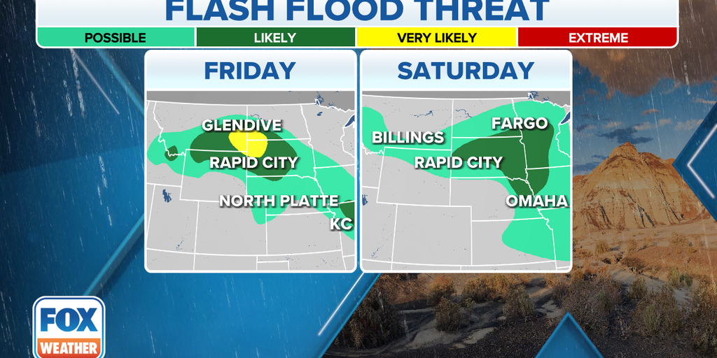 Flash flooding risk targets northern Rockies, Plains on Friday as ...