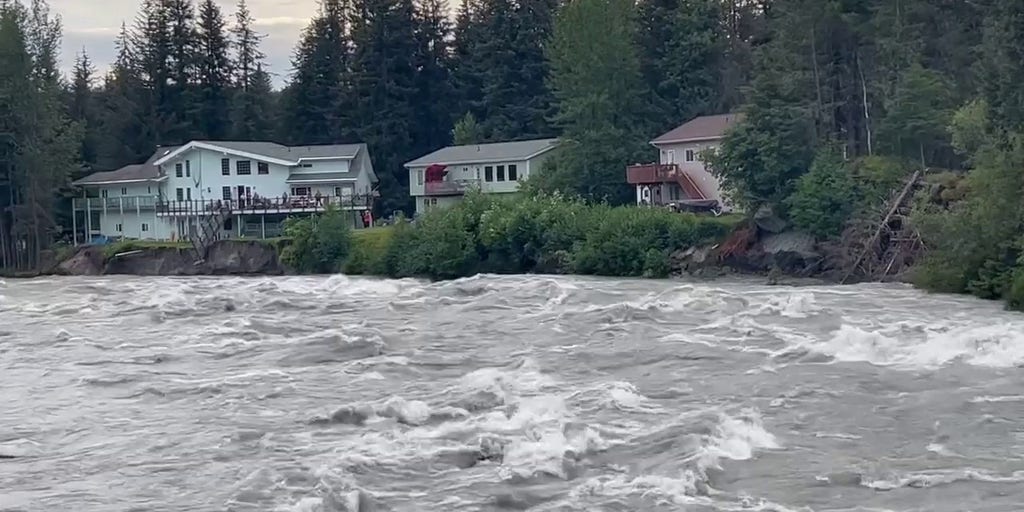 See Alaska's raging Mendenhall River erode riverbank prompting