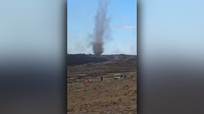 Watch: Dust devil forms next to active volcano in Iceland