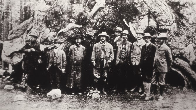 President Theodore Roosevelt, John Muir and others in Yosemite; Photographer unknown; Around 1903
