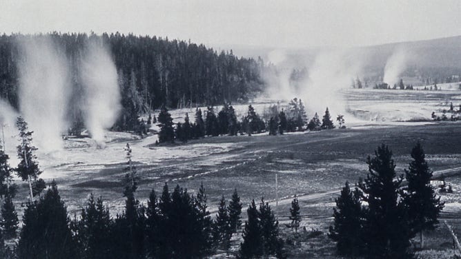 Upper Geyser Basin as seen from top of hill near Grotto Geyser; Photographer unknown; 1912