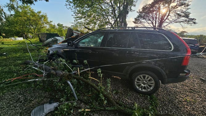 Thunderstorms caused damage near Richmond, Missouri, on Aug. 4, 2023.