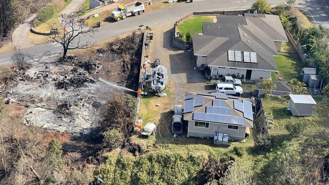 The Hawaii Department of Land and Natural Resources shared images of destruction from wildfires in Kula, Hawaii.