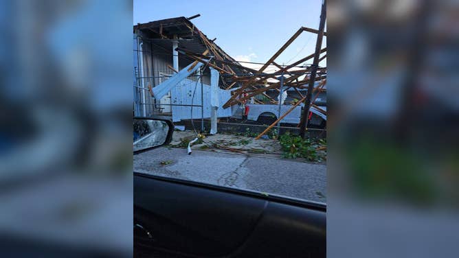 Storm damage on Aug. 7 in Paoli, Indiana.