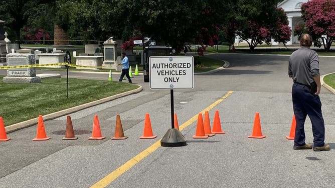 An area that is blocked off in Arlington National Cemetery.