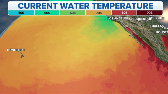 Water temperatures across the Pacific Ocean
