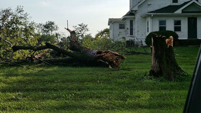 Thunderstorms caused damage near Richmond, Missouri, on Aug. 4, 2023.